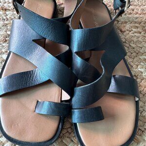 Mellow Yellow Black Leather Sandals - Size EU 39 / US 8.5-9 🖤